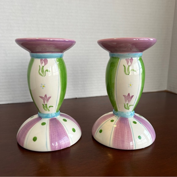 Set of 2 Ceramic Candle holders for Tealight Votive Pillar Candle Pastel Colours - Picture 1 of 7